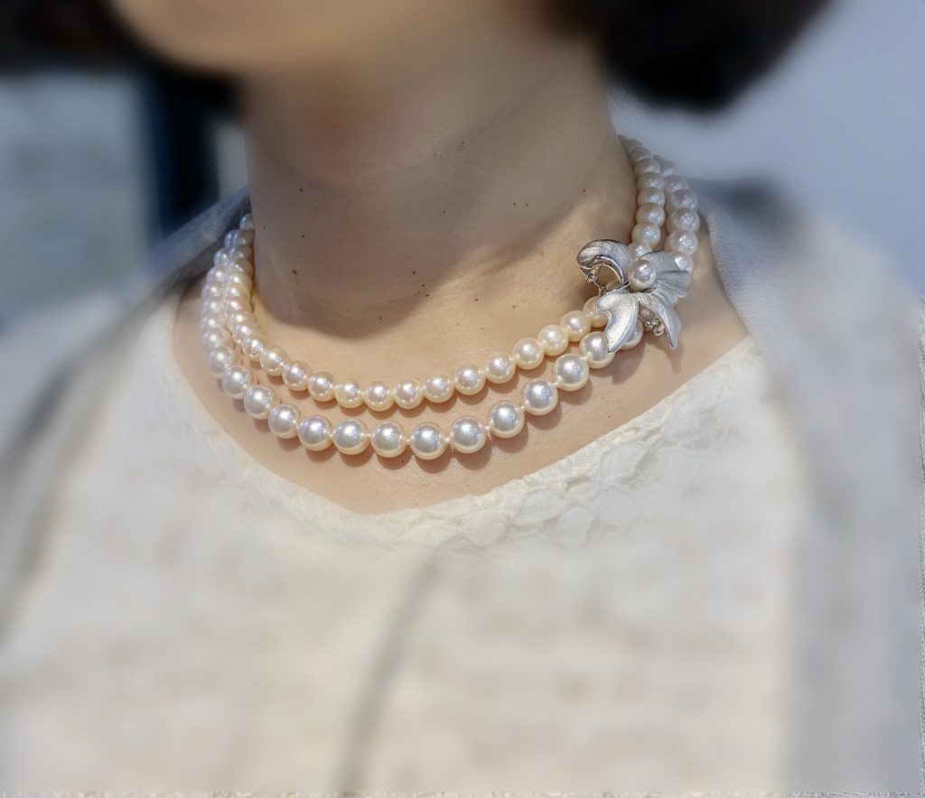 パールネックレス２連コーディネイト例