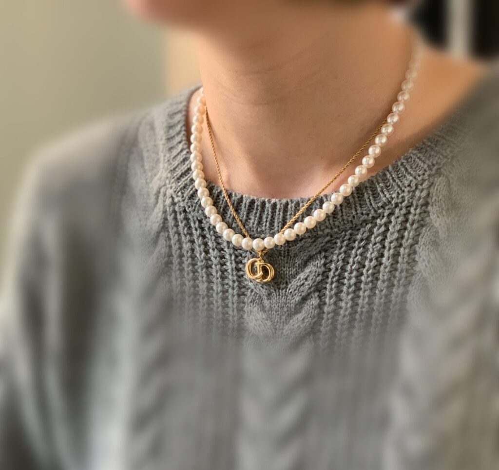 パールネックレス２連コーディネイト例